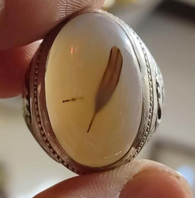 انگشتر نقره دستساز لسانی قلمزنی سنگ شجر|بدلیجات|تهران, نیروی هوایی (پیروزی)|دیوار