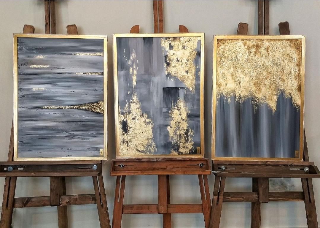 تابلو نقاشی سه تکه دکوراتیو *ورق طلا*|تابلو، نقاشی، عکس|تهران, عباس‌آباد|دیوار