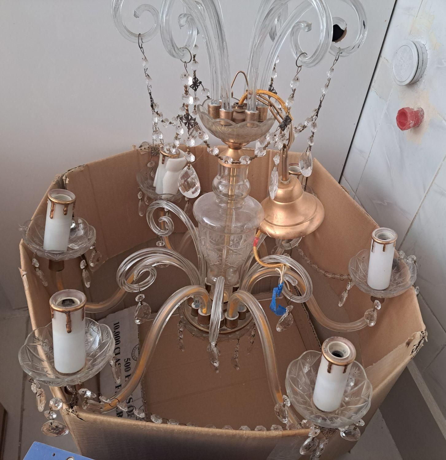 لوستر ۶شاخه کریستالی چک|لوستر و چراغ آویز|اصفهان, بهار آزادی|دیوار