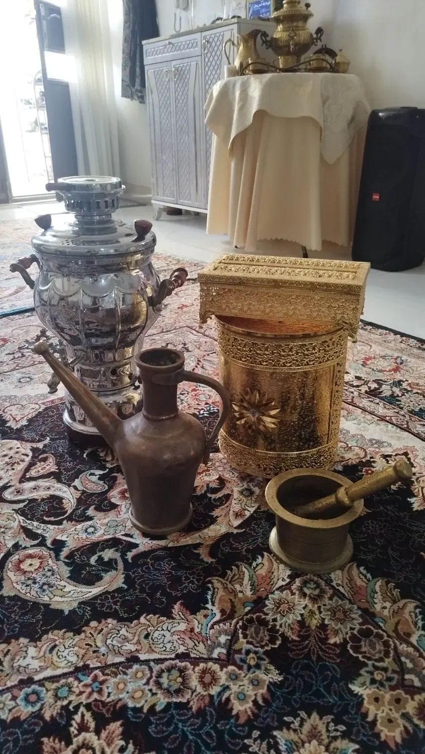 سماور گازی آفتابه مسی هاونگ برنجی و سطلو جادستمالی|سماور، چای‌ساز، قهوه‌ساز|مشهد, خواجه ربیع|دیوار