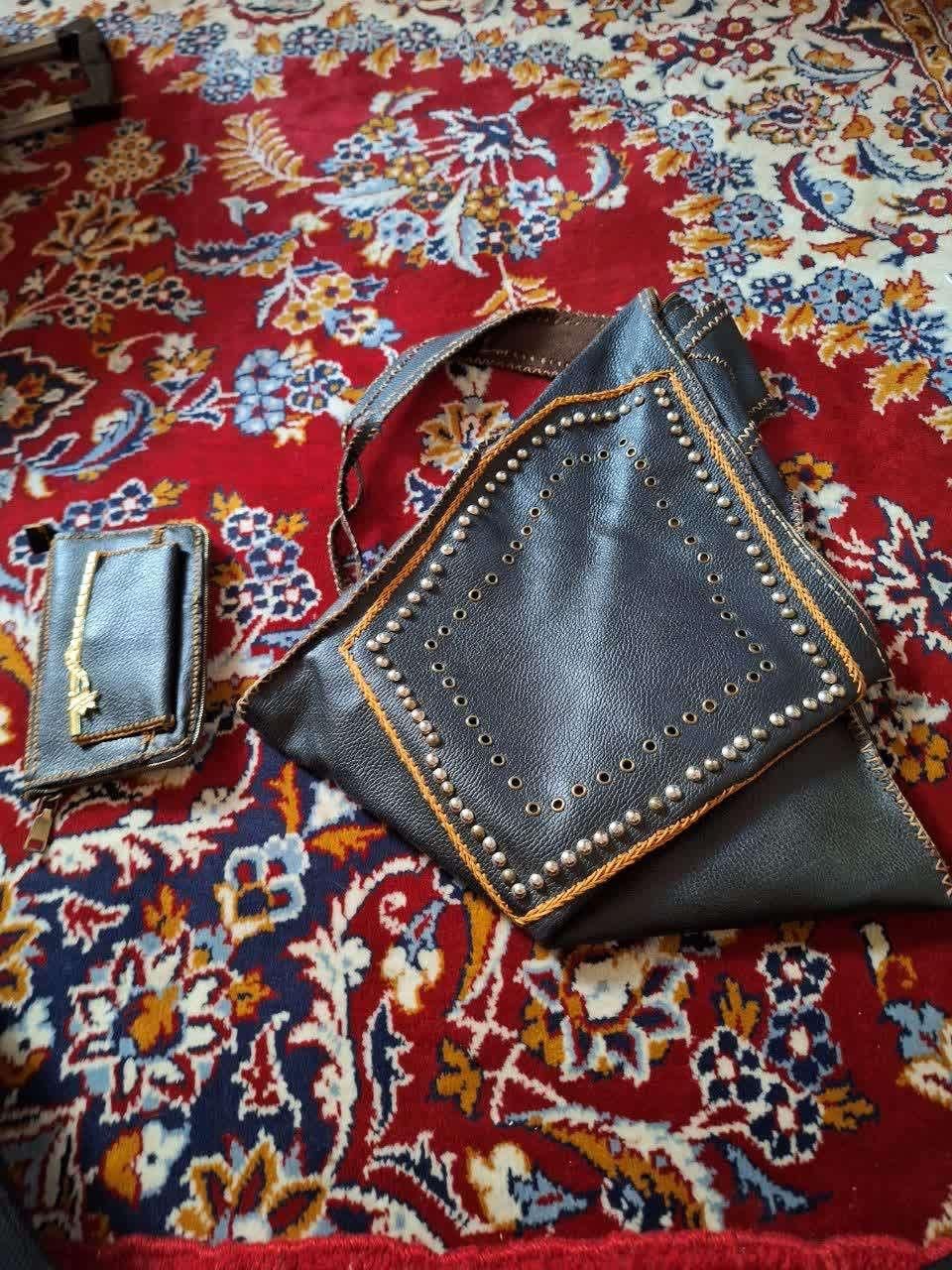 ست کیف چرم گاو دست دوز|کیف، کفش، کمربند|اهر, |دیوار