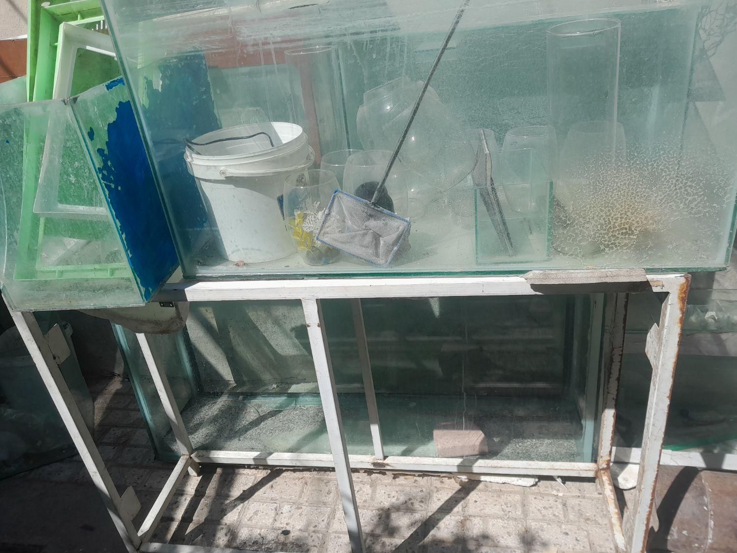 انواع آکواریوم وپایه دست دوم به علت جمع آوری|ماهی|مشهد, پنجتن|دیوار