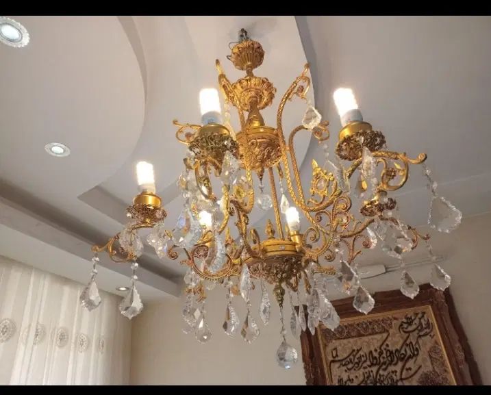 ۲عدد لوستر برنجی آب طلا|لوستر و چراغ آویز|تهران, آهنگ|دیوار