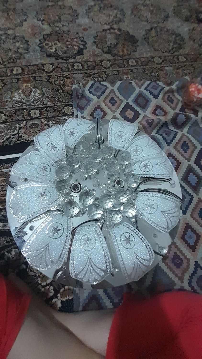 لوستر نقره ای ۷شاخه بدنه استیل اینه ای|لوستر و چراغ آویز|نسیم‌شهر, |دیوار