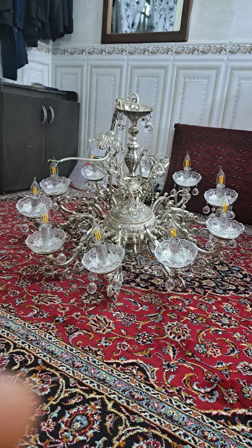 لوستر تمام برنجی ۱۰ شاخه|لوستر و چراغ آویز|مشهد, شهید معقول|دیوار