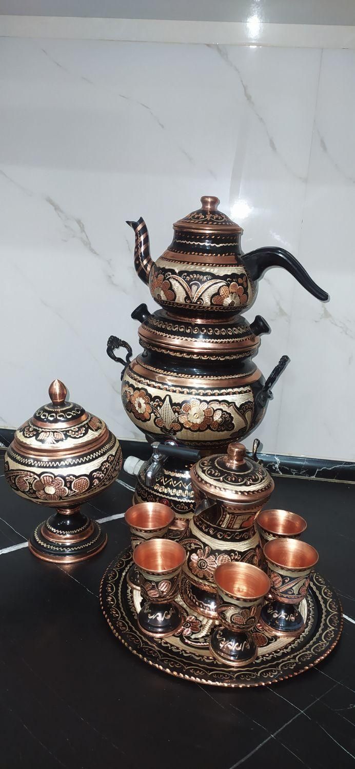 ست سماور تزئینی مسی کاردست منبت کاری شده نو|سماور، چای‌ساز، قهوه‌ساز|اسلام‌شهر, شهرک واوان|دیوار