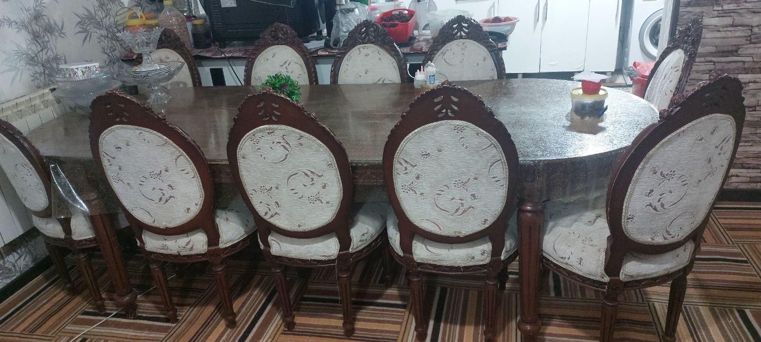 فروش میزغذا خوری ده نفره.|میز و صندلی غذاخوری|شیراز, قلعه شاهزاده بیگم|دیوار