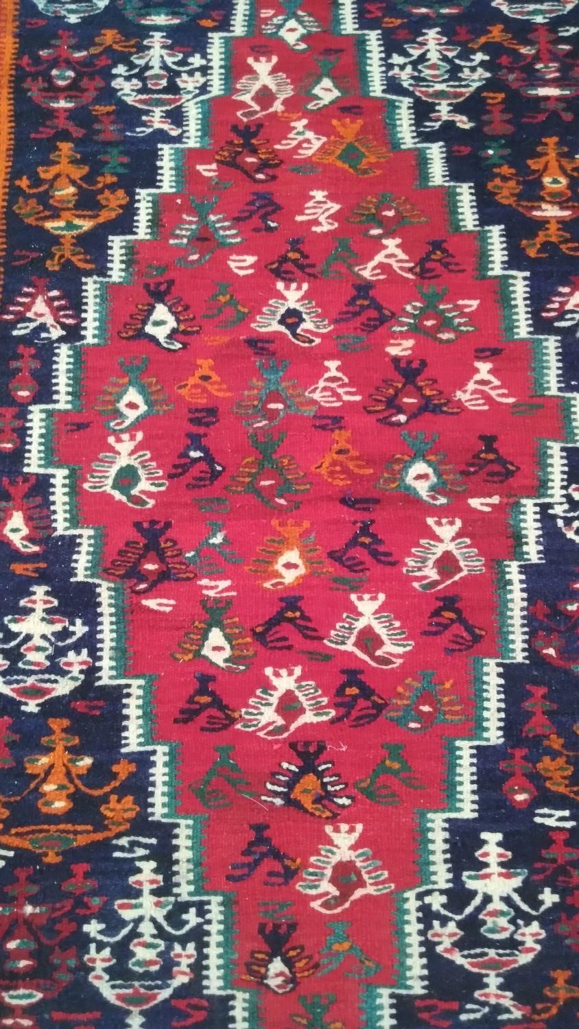 گلیم دستبافت قدیمی هرسین|کلکسیون اشیاء عتیقه|کرمانشاه, |دیوار