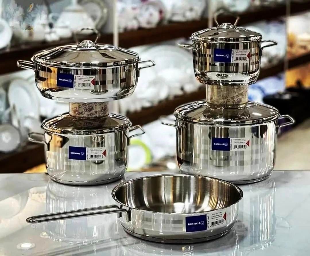 سرویس تمام استیل کرکماز اصل ترکیه 9پارچه قابلمه|ظروف پختوپز|گرگان, |دیوار