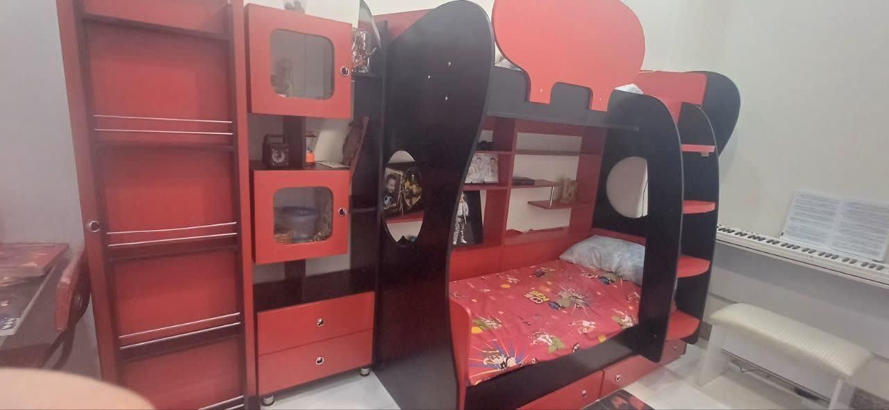 سرویس خواب کودک و نوجوان دوطبقه همراه کمد|تخت و سرویس خواب|پاکدشت, خاتون آباد|دیوار
