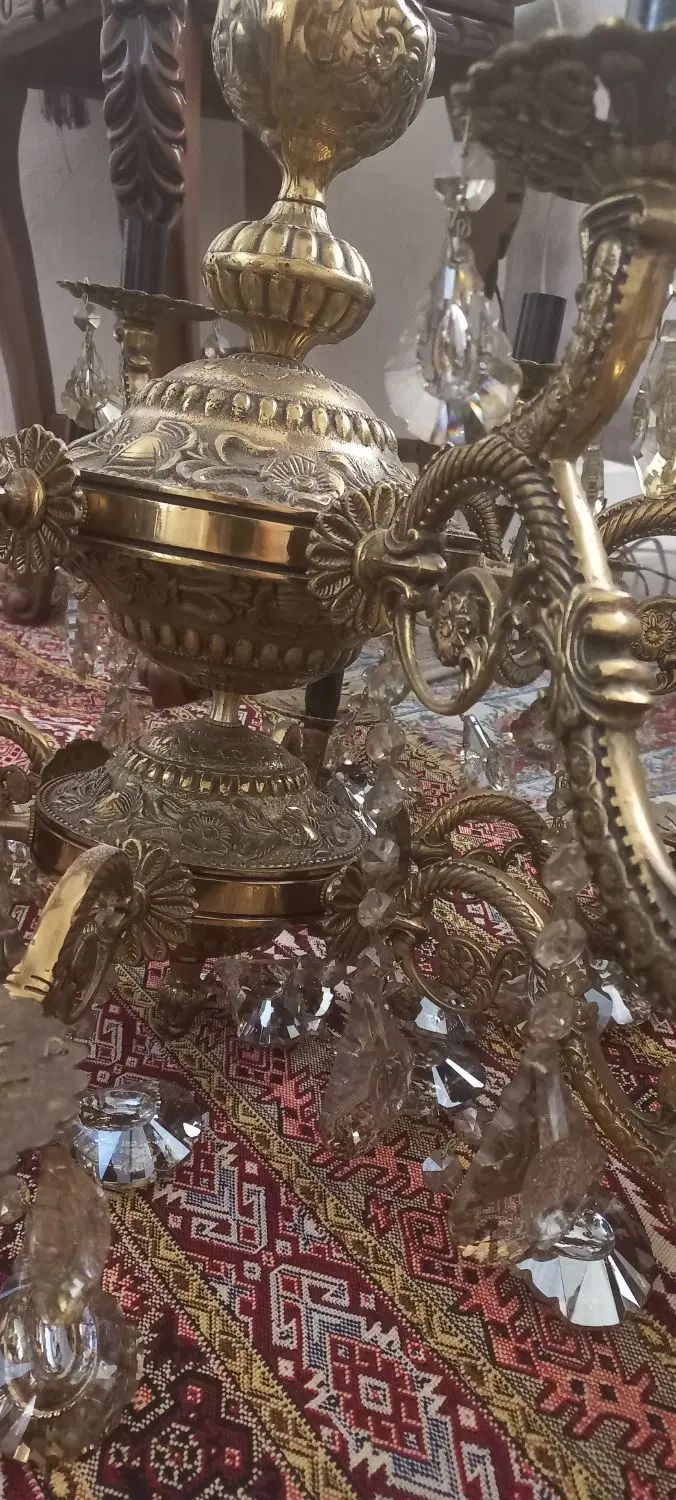لوستر تمام برنجی ۱۸ شاخه|لوستر و چراغ آویز|تهران, ارامنه|دیوار