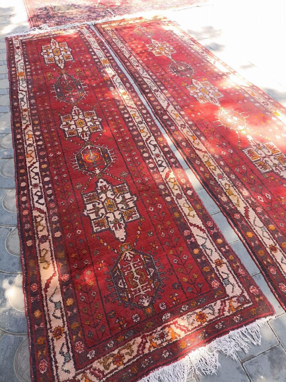 جفت کناره دستباف طرح قرجه اندازه هر کدام 1در3.80|فرش|خوی, |دیوار