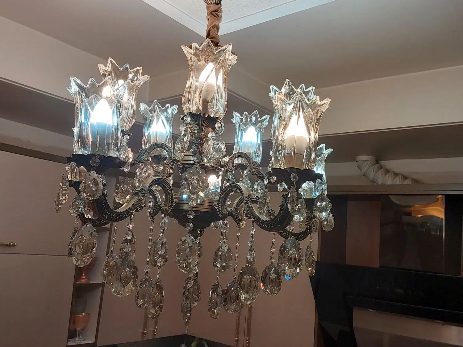 لوستر  برنز ۱۰ شاخه و ۱۲شاخه|لوستر و چراغ آویز|تهران, گلستان (شهرک راه آهن)|دیوار