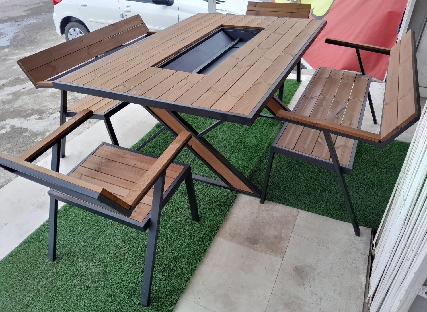 میز آتشدان با نیمکت و صندلی ۶ نفره|مبلمان خانگی و میز عسلی|نوشهر, |دیوار