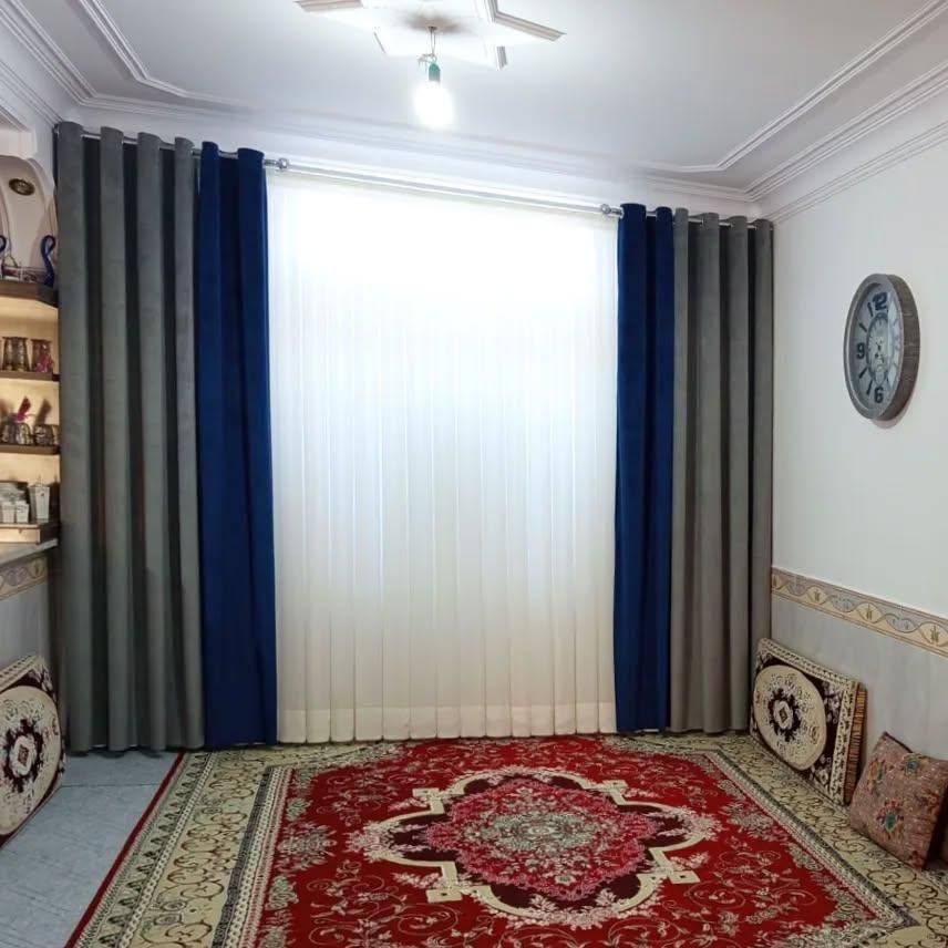 پرده سیم دوزی طلایی|پرده، رانر، رومیزی|بیرجند, |دیوار