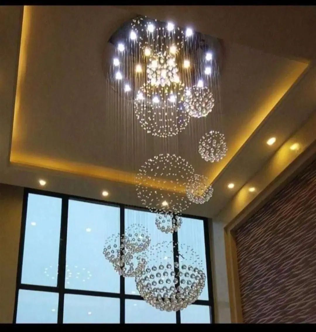 لوستر الماس. کریستالی بلند دوبلکسی کره. AC light|لوستر و چراغ آویز|تهران, سنگلج (شاپور)|دیوار