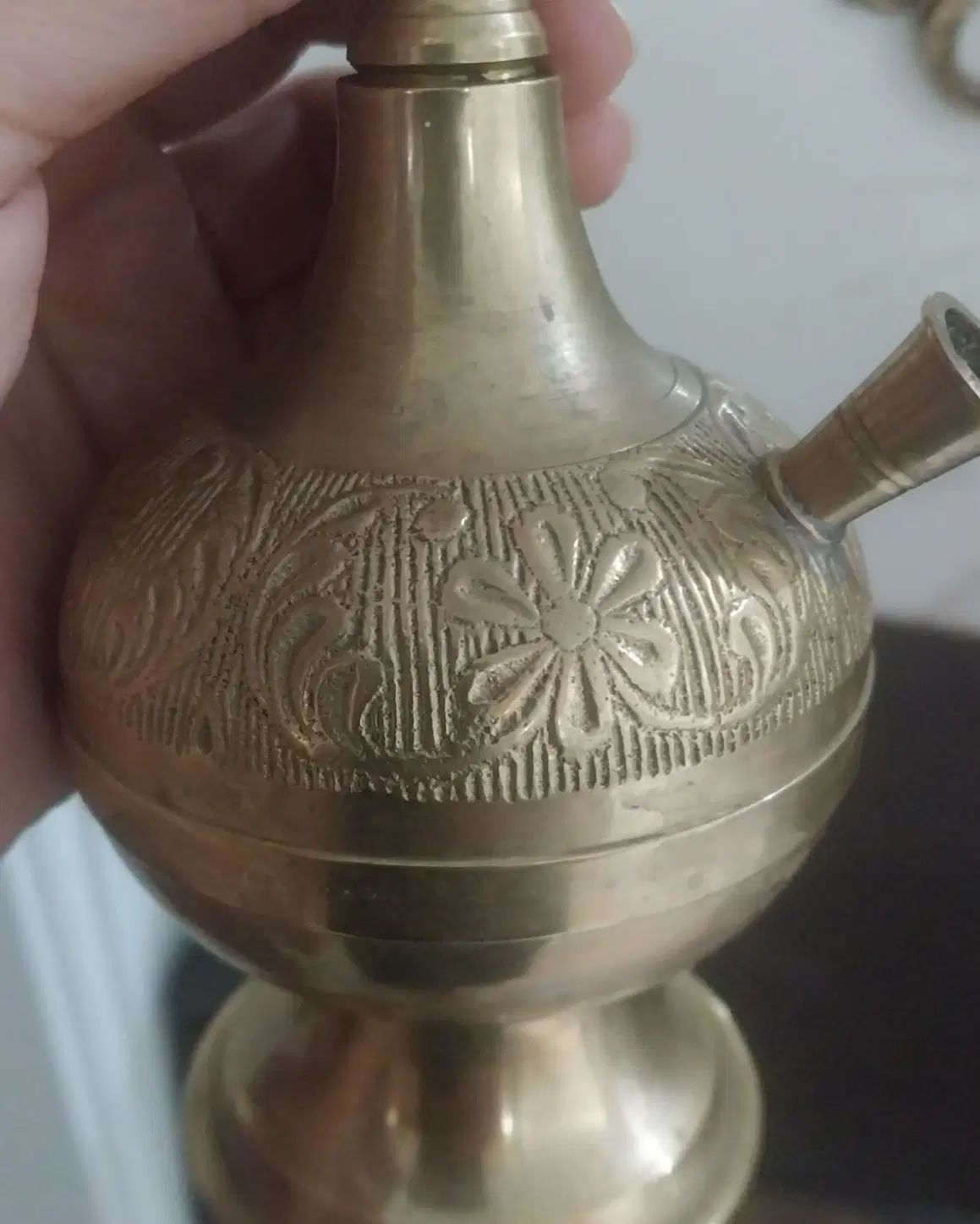 قلیون برنجی قلمه کاری شده کلکسیونی|صنایع دستی و سایر لوازم تزئینی|تهران, تهران پارس|دیوار