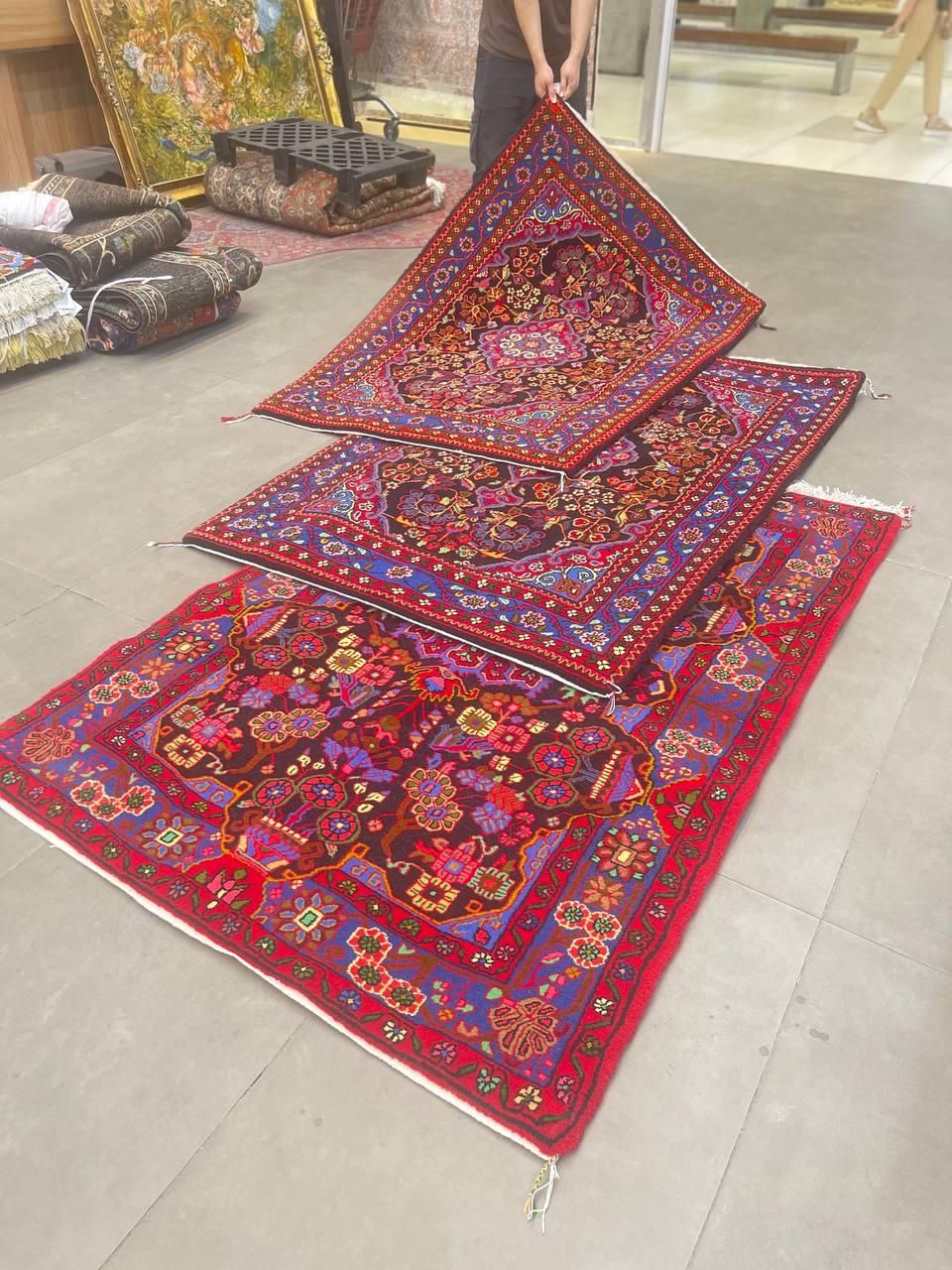 فرش دستباف (بساک)سه تخته ۳ متری نهاوند|فرش|مشکین‌دشت, |دیوار