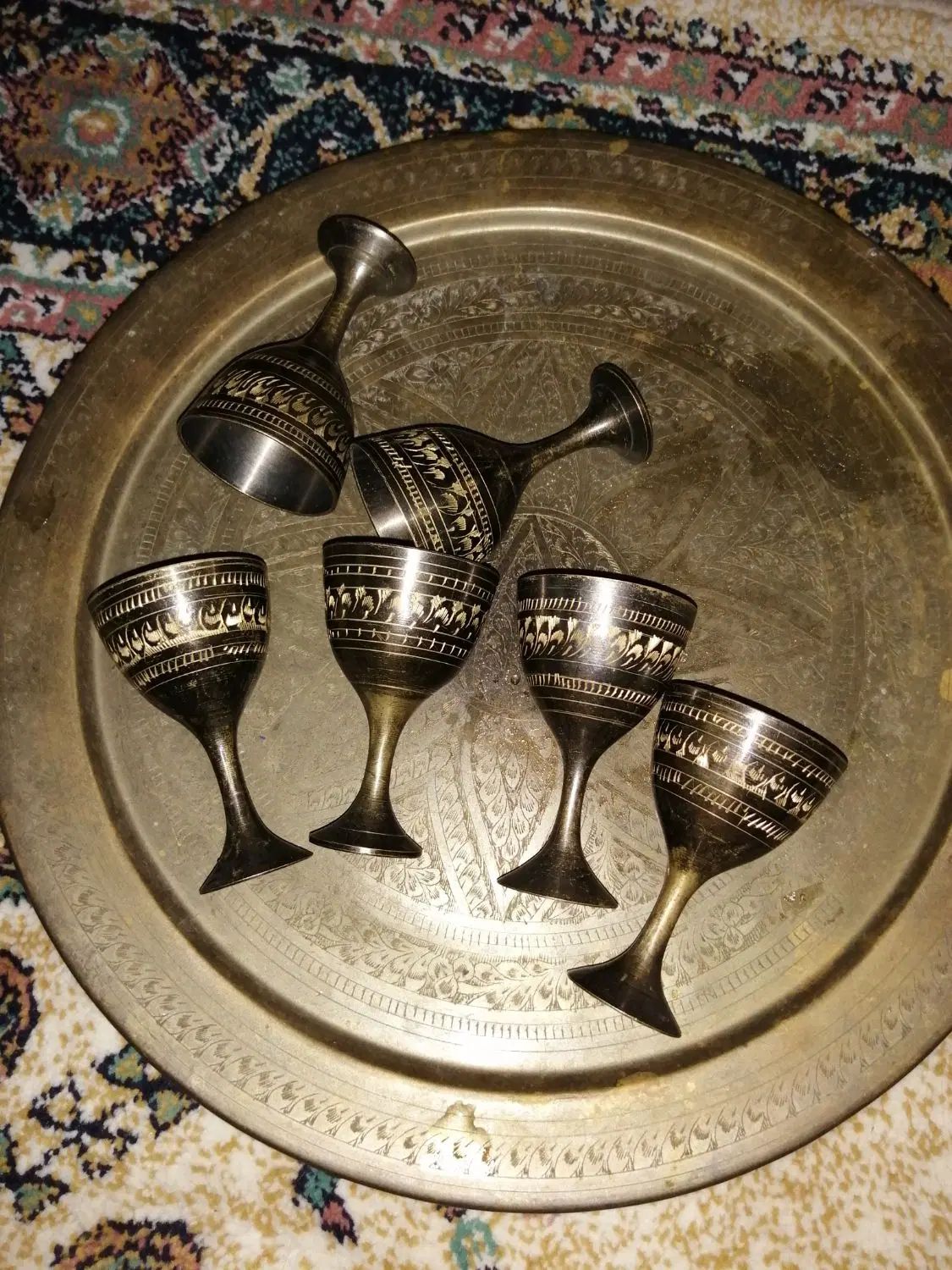 جام و گیلاس همراه سینی|صنایع دستی و سایر لوازم تزئینی|تهران, خانی آباد نو شمالی|دیوار