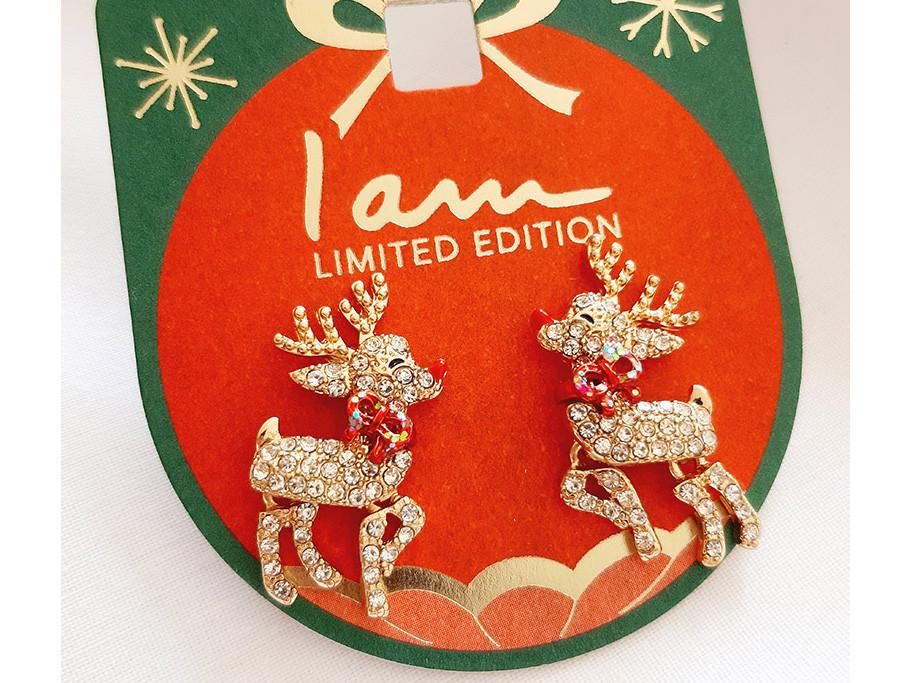 گوشواره آویز کوتاه گوزن نگینی طلایی|بدلیجات|زاهدان, |دیوار