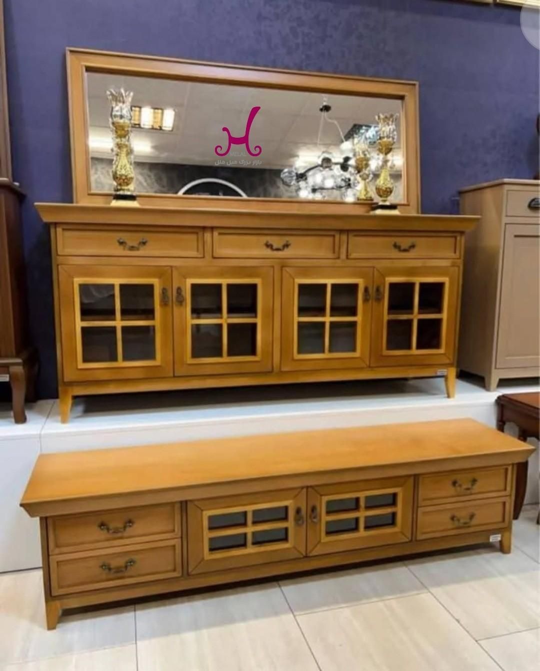 بازار بزرگ مبل ملل آینه کنسول چوبی شیک با چک|جاکفشی، کمد، دراور|بندرعباس, |دیوار