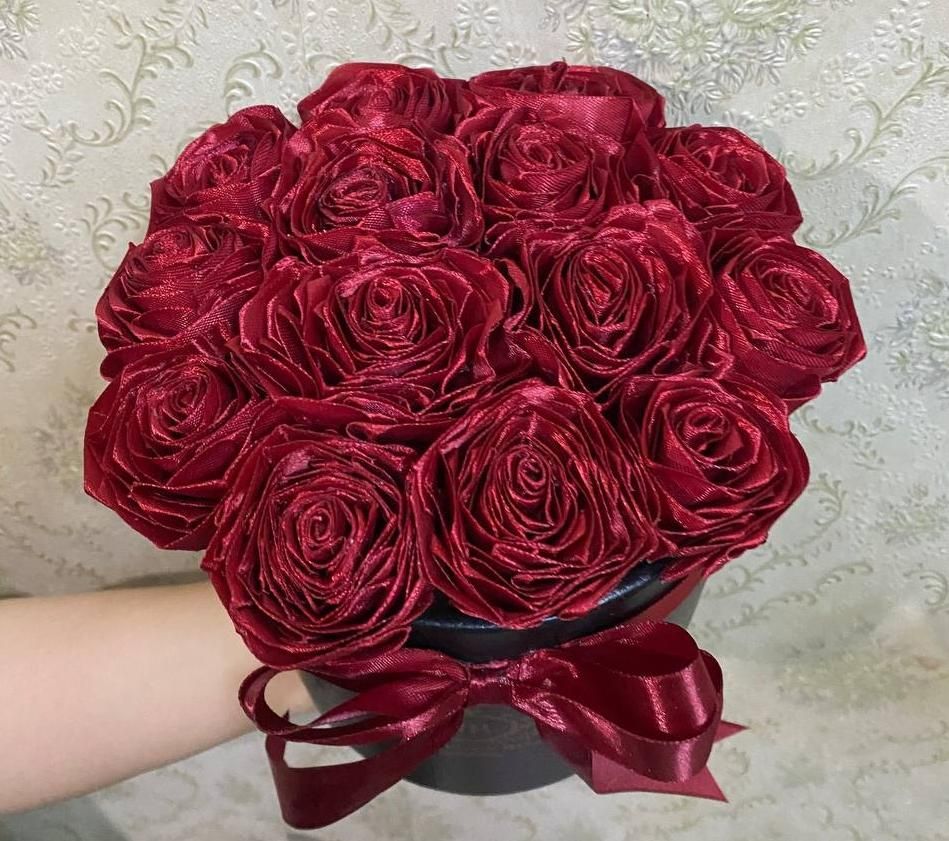 باکس گل رز روبانی زرشکی|گل مصنوعی|تبریز, |دیوار