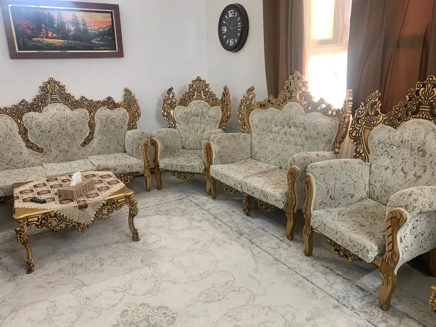یک دست مبل هفت نفره شیک کاملا سالم و مرتب|مبلمان خانگی و میز عسلی|قم, پردیسان|دیوار