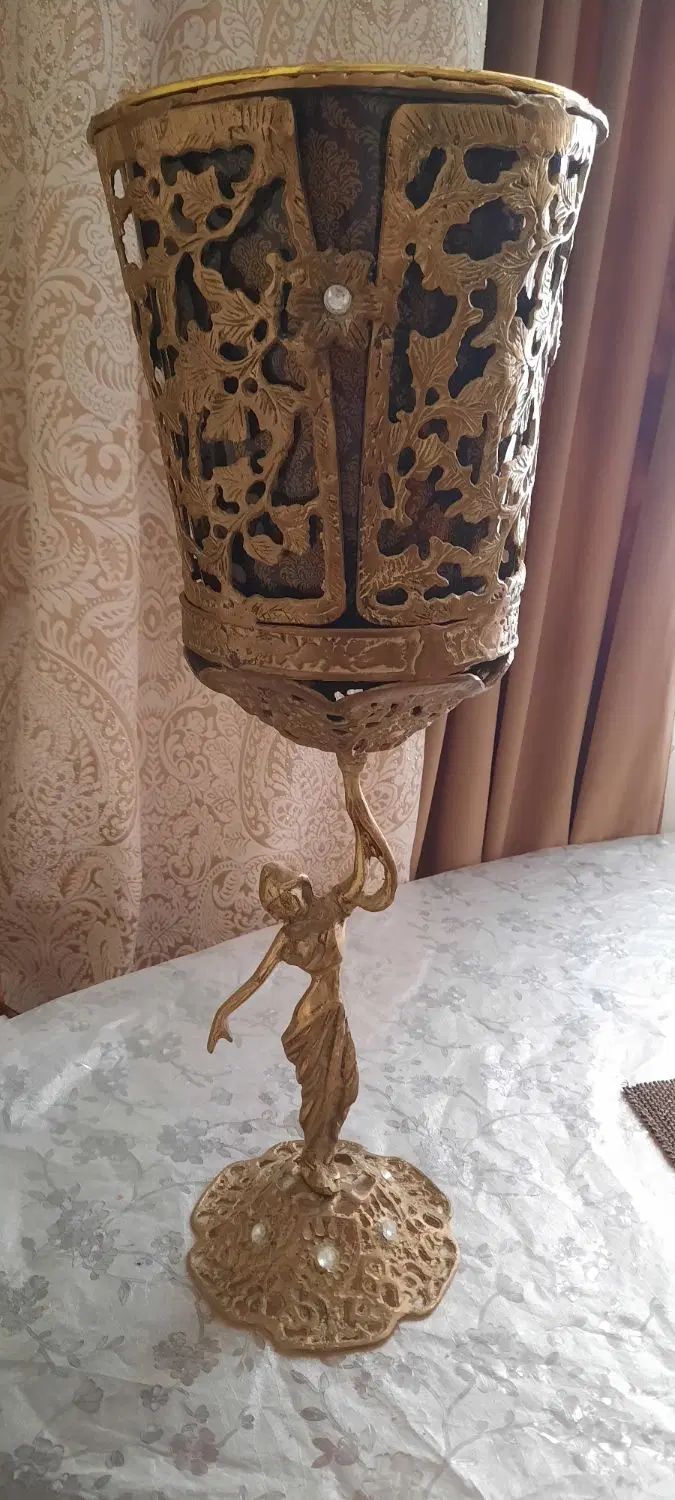 جا دستمالی و سطل پایه بلند برنزی|صنایع دستی و سایر لوازم تزئینی|تهران, بلورسازی|دیوار