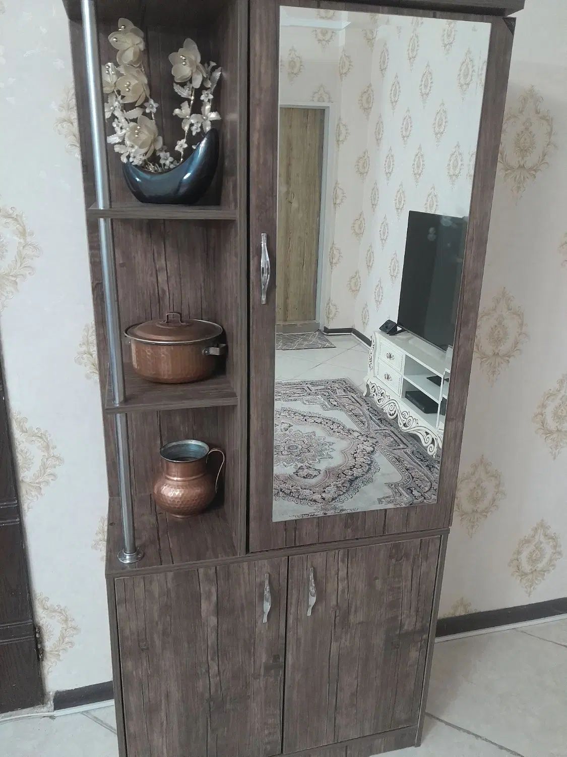 جا لباسی آینه دار تمام mdf/میز تلویزیون چوبی رادیس|جاکفشی، کمد، دراور|تهران, شادآباد|دیوار