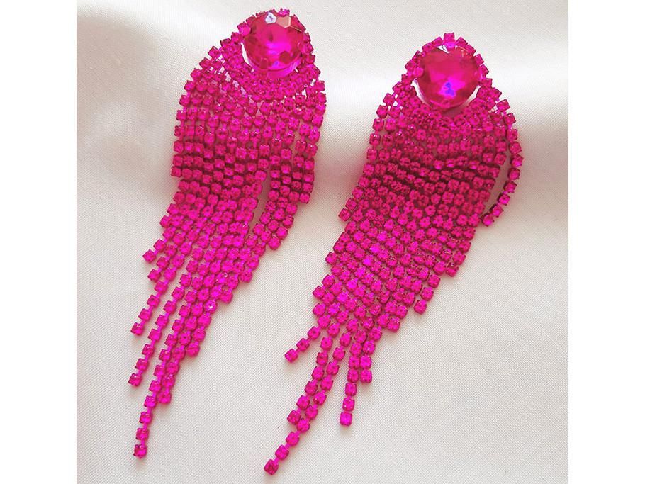 گوشواره آویز بلند فول نگین ارغوانی برای دختر جذاب|بدلیجات|مشهد, ابوذر|دیوار