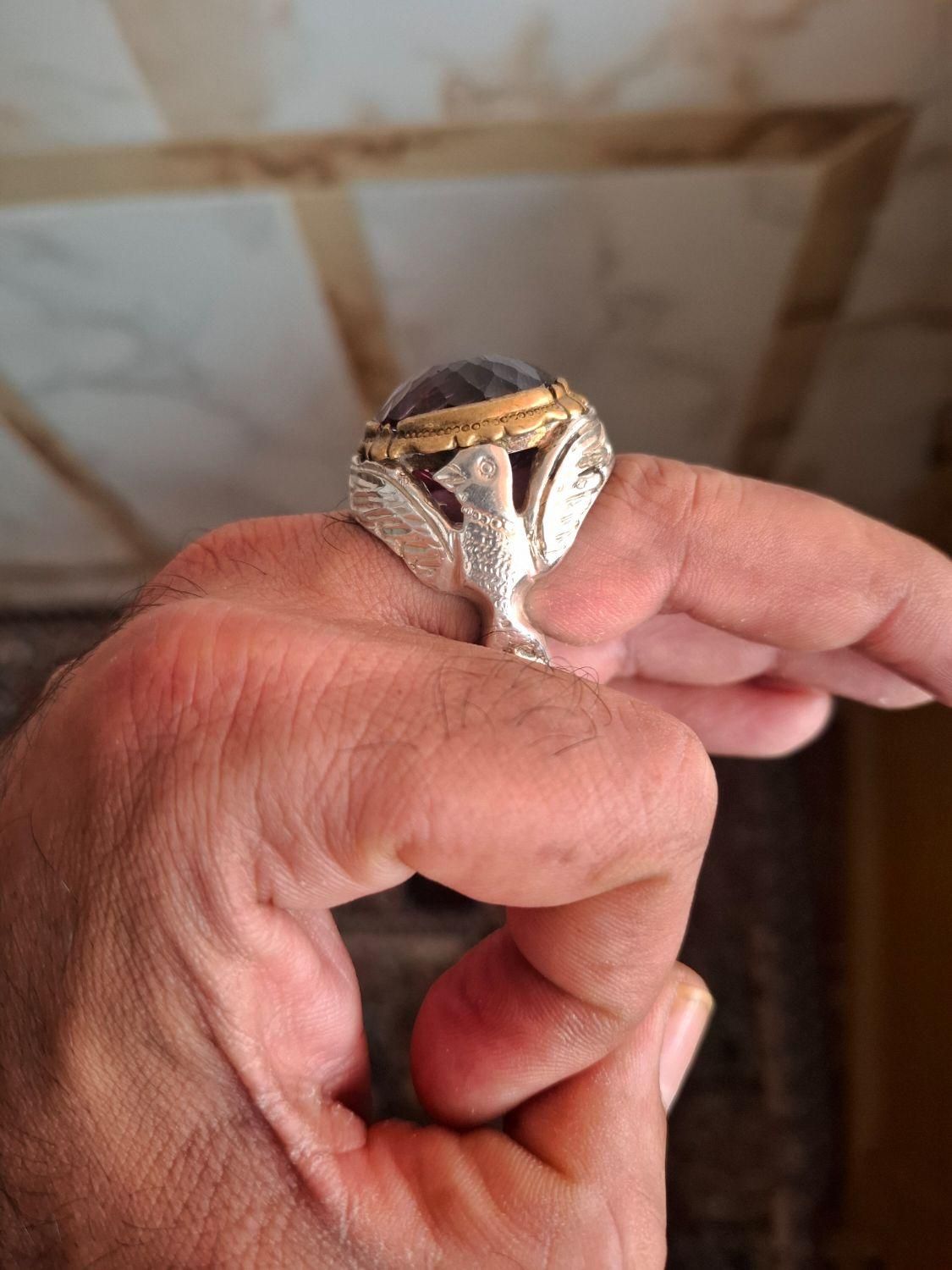 انگشتر نقره با رکاب طرح دو کبوتر قرینه|جواهرات|زابل, |دیوار