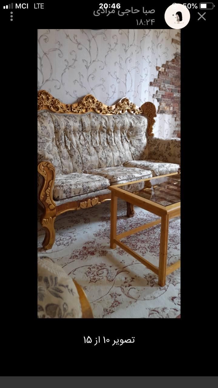 مبل سلطنتی هشت نفره تمیز بدون شکستگی|مبلمان خانگی و میز عسلی|قروه, |دیوار