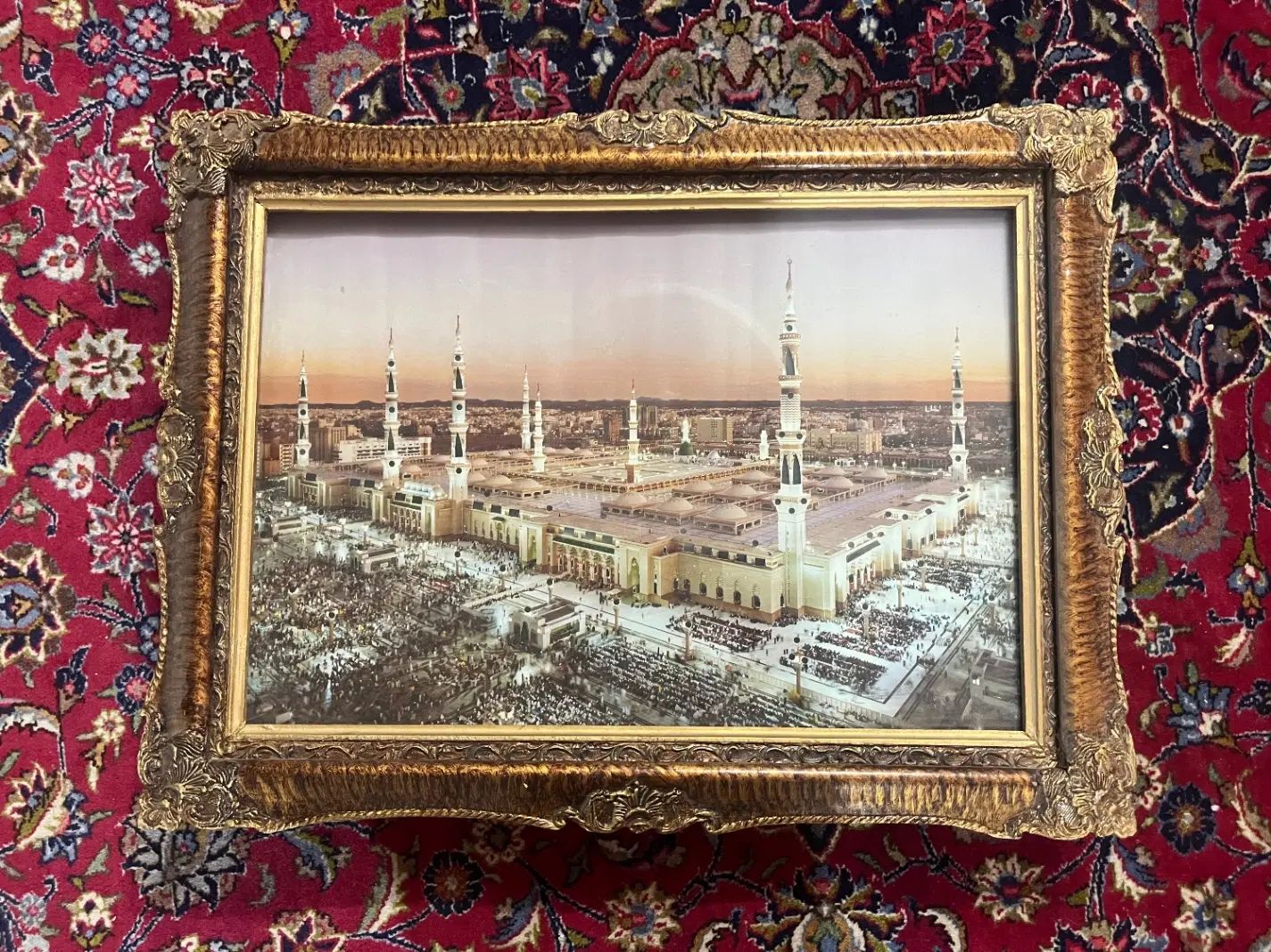 تابلو چراغ دار مدینه و حرم پیامبر|تابلو، نقاشی، عکس|مشهد, کوثر|دیوار