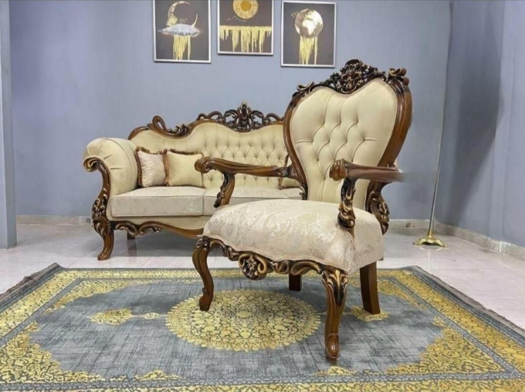 مبل سلطنتی مدل افسون چوب گردو قیمت همکار از تولیدی|مبلمان خانگی و میز عسلی|قم, امامزاده ابراهیم|دیوار