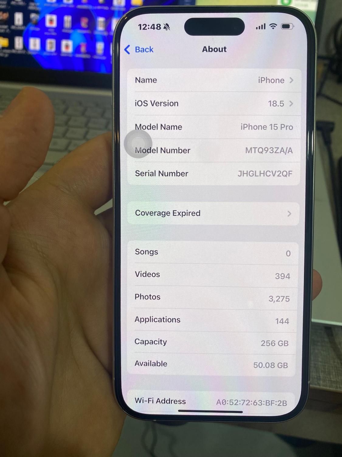 iphone 15pro white titanium zaa آیفن ۱۵ پرو سفید|موبایل|تهران, سنائی|دیوار