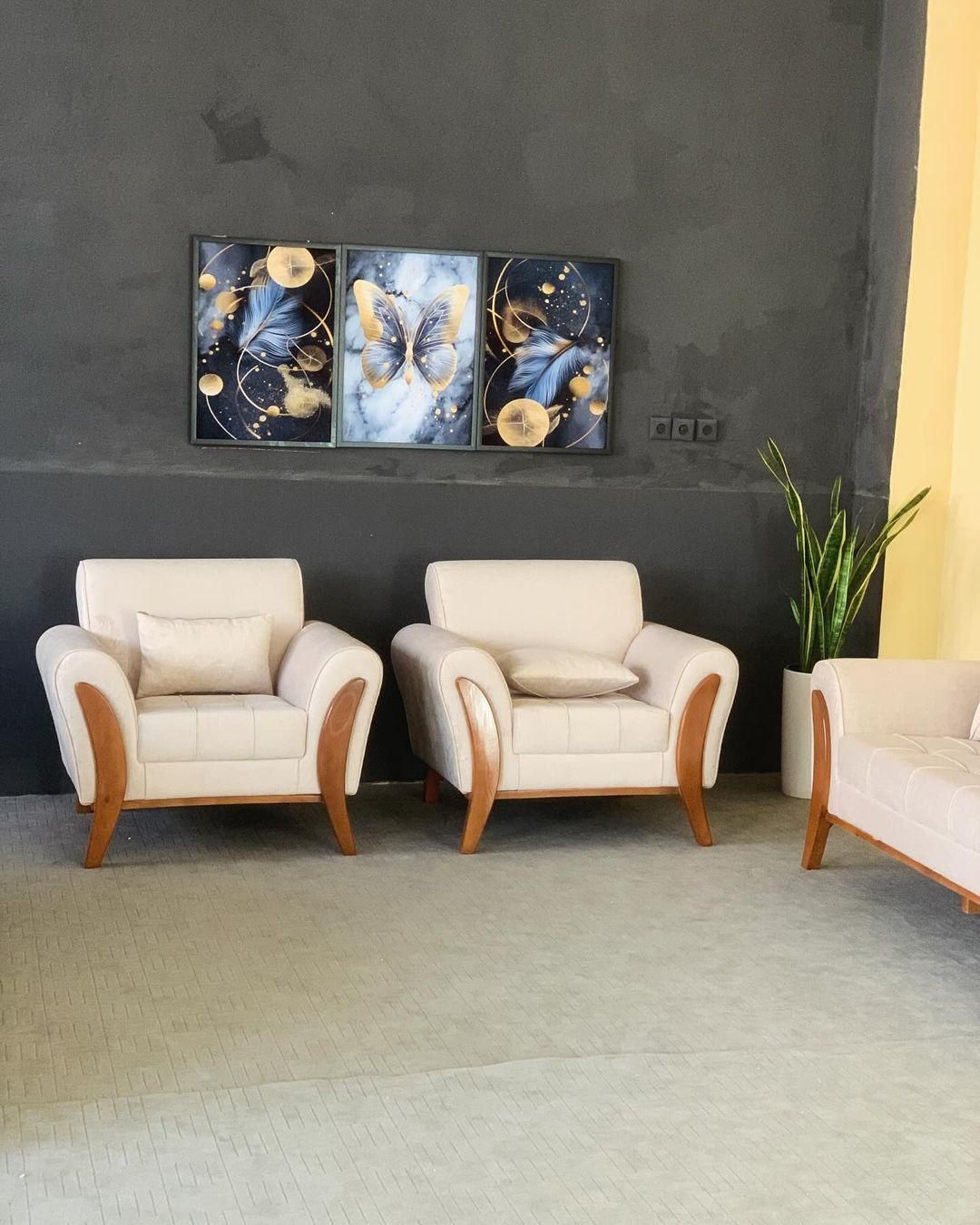 مبل راحتی اسکارلت ۷ نفره با کلاف چوب|مبلمان خانگی و میز عسلی|قزوین, |دیوار