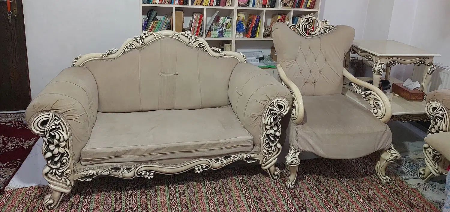 مبل ۷ نفره سالم و تمیز+میز تلویزیون +جلو مبلی عسلی|مبلمان خانگی و میز عسلی|ری, دیلمان|دیوار