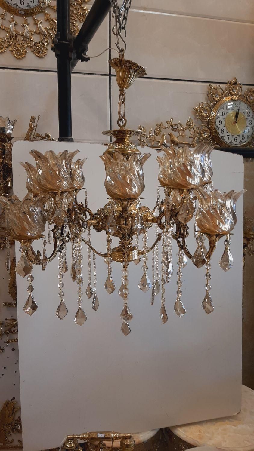 لوستر پرکار دو طبقه ۸شاخ ۱۲ شعله فرشته برنز سوگلی|لوستر و چراغ آویز|زنجان, |دیوار