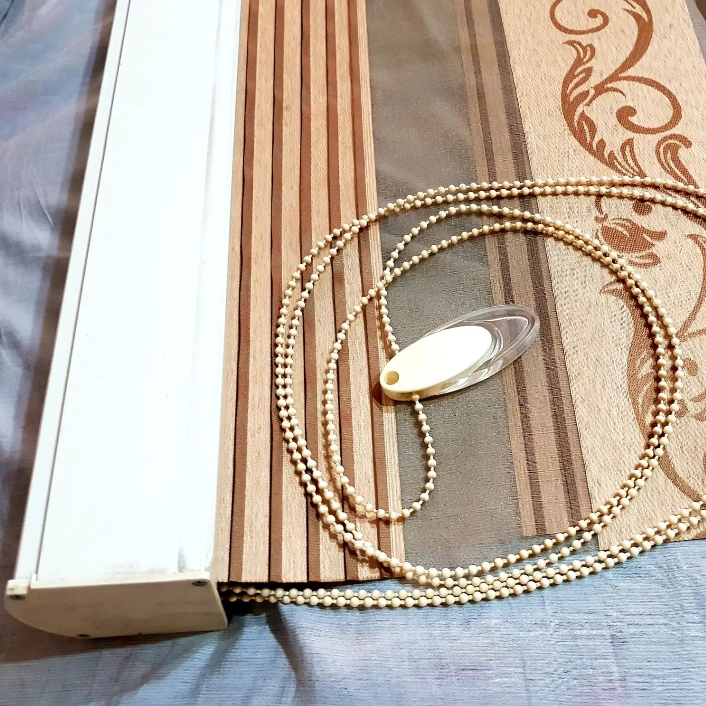 پرده زبرا ترکیه ابعاد ۱۶۷ × ۱۶۵ کرم قهوه ای|پرده، رانر، رومیزی|تهران, هروی|دیوار