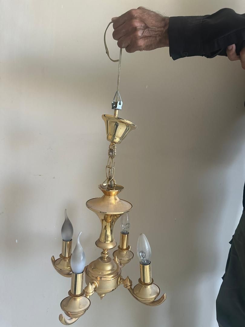 لوستر طلایی رنگ ثابت|لوستر و چراغ آویز|شیراز, پودنک|دیوار
