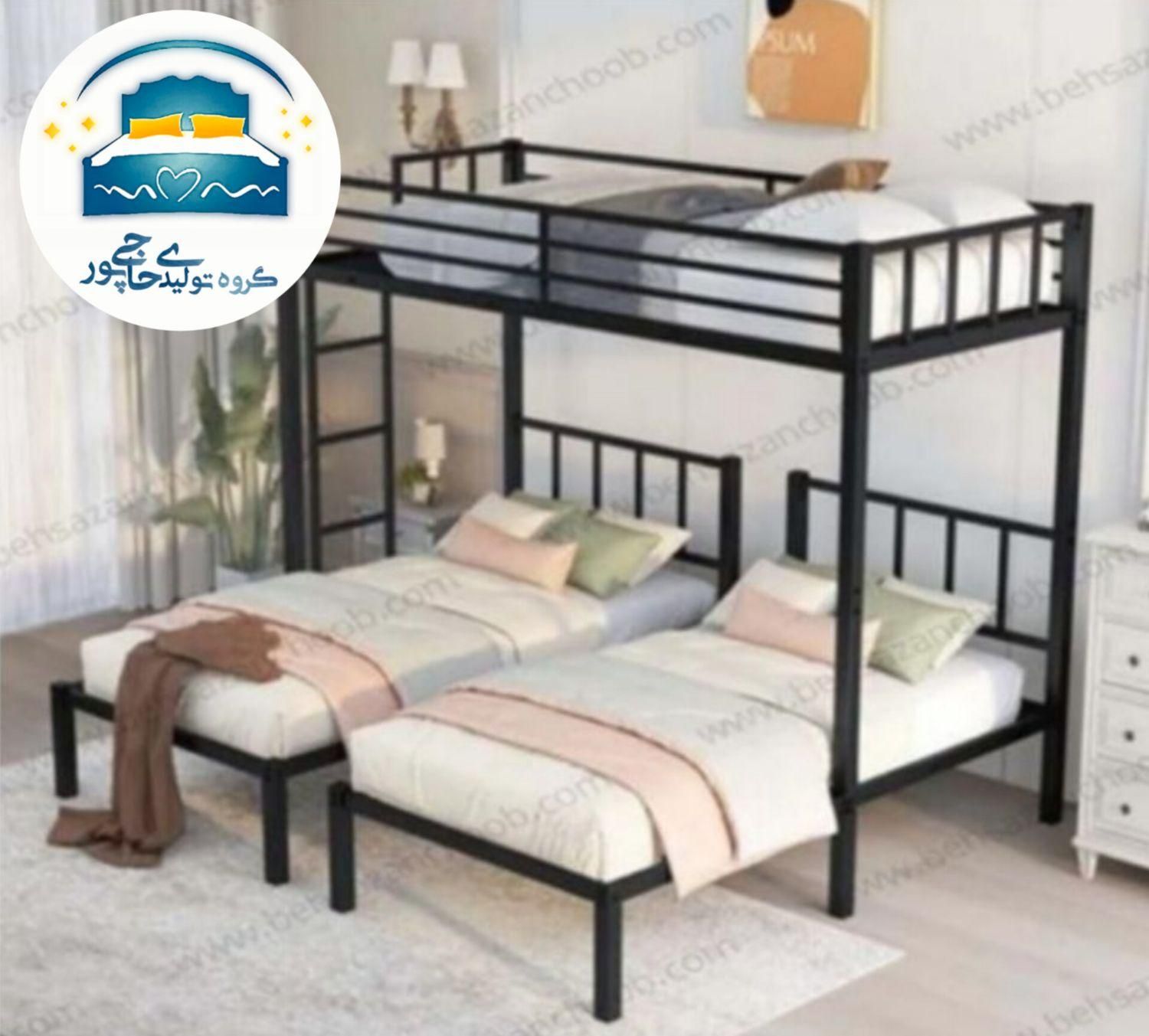 تخت خواب دو طبقه(تختخواب۲دوطبقه)سه نفر۳سه طبقه(تشک|تخت و سرویس خواب|مشهد, حسین‌آباد|دیوار