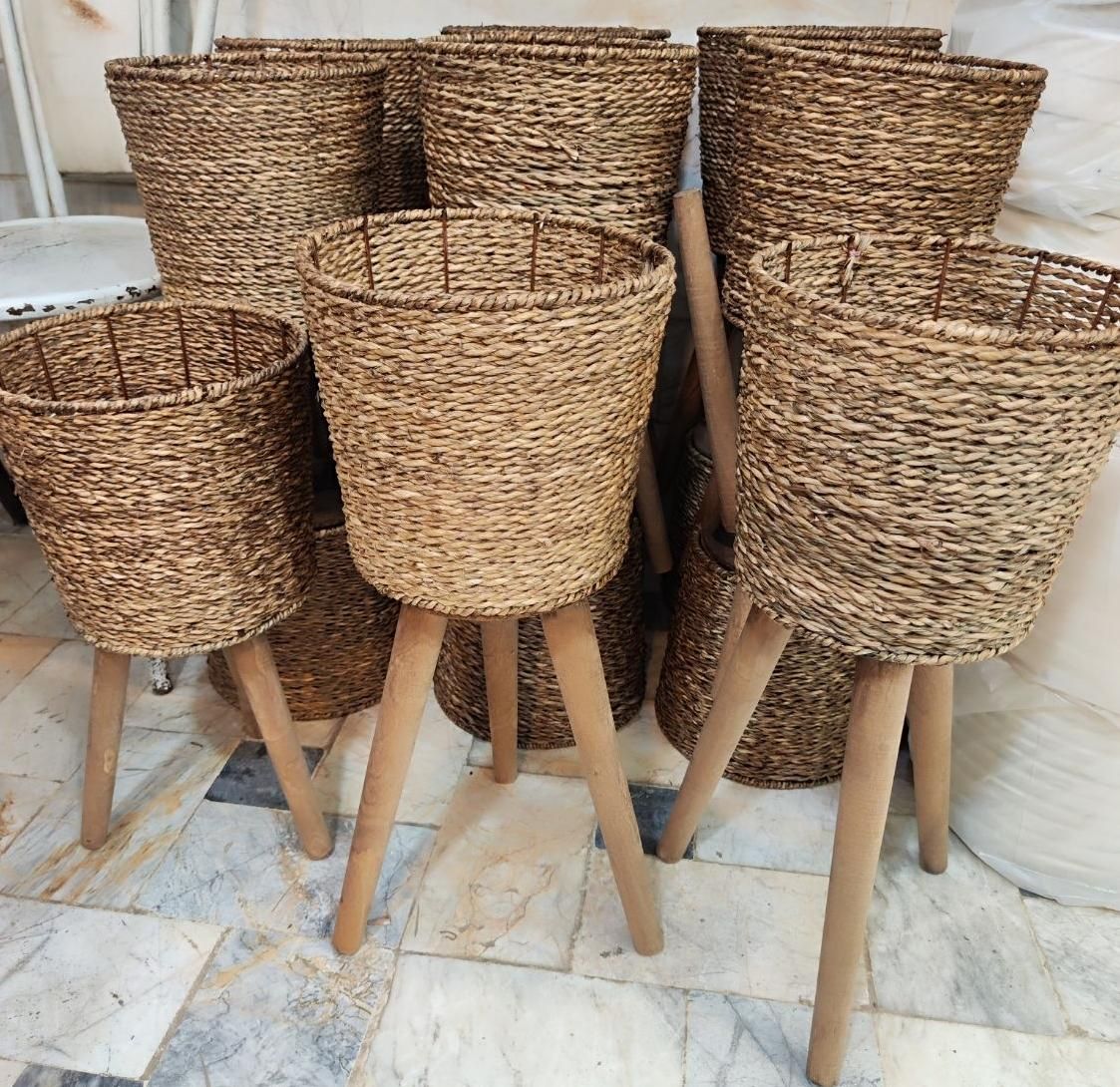 استند پایه گلدان دور حصیری سه تایی شفلرا آگلونما|گل و گیاه طبیعی|قم, نیروگاه|دیوار