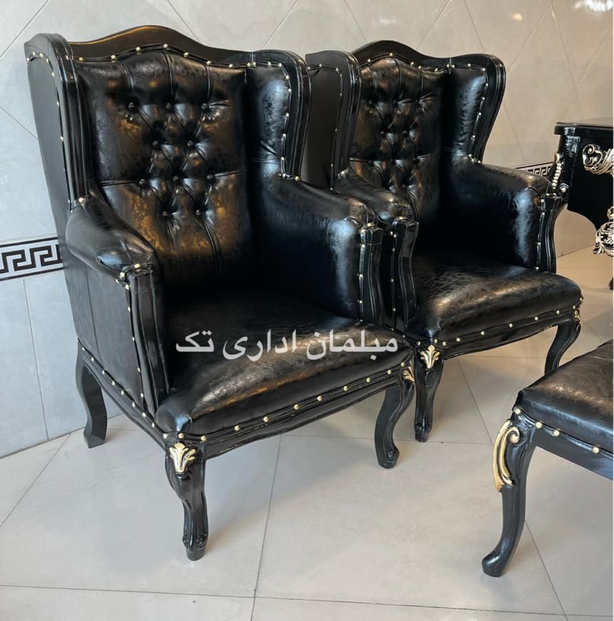 مبلمان کلاسیک اداری٪میزاریکا مبل کویین‌مشکی طلایی|دفتر کار|چهاردانگه (تهران), |دیوار