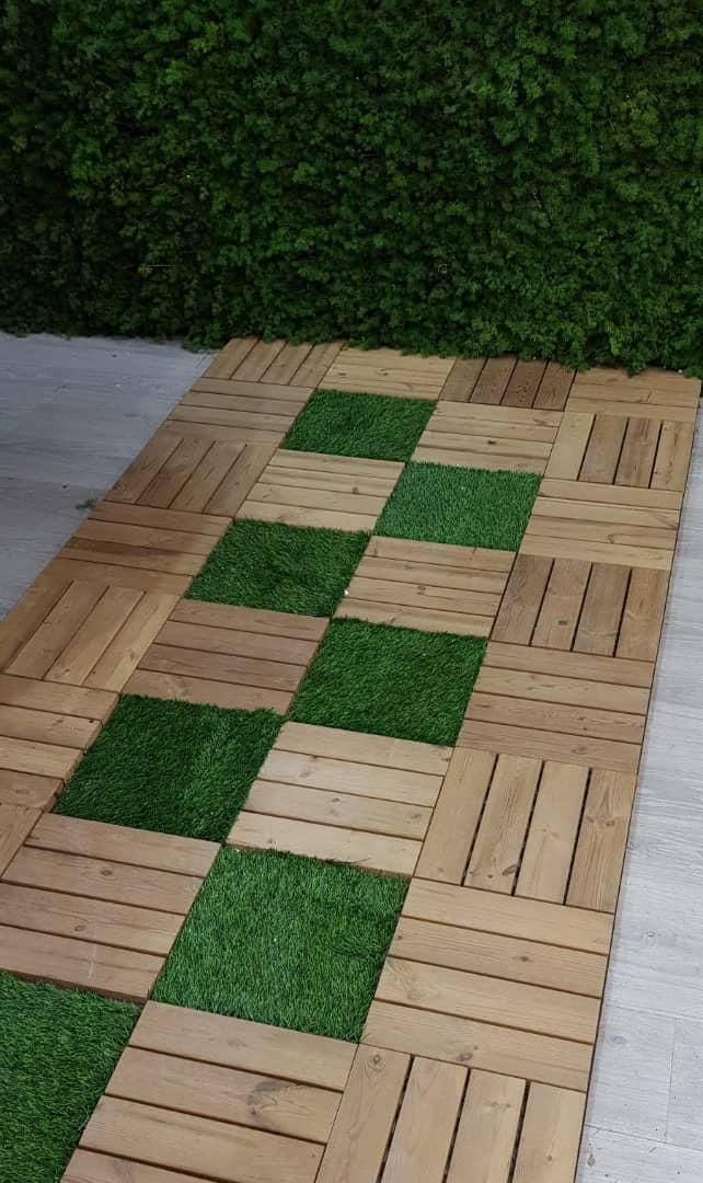 ترموود تایل ۳۰×۳۰ چوبی و چمن وارداتی|گل مصنوعی|قزوین, |دیوار