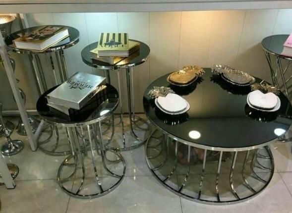 میز عسلی جلومبلی پذیرایی فورتیک فلزی ستونی دایره|مبلمان خانگی و میز عسلی|آفتاب, |دیوار