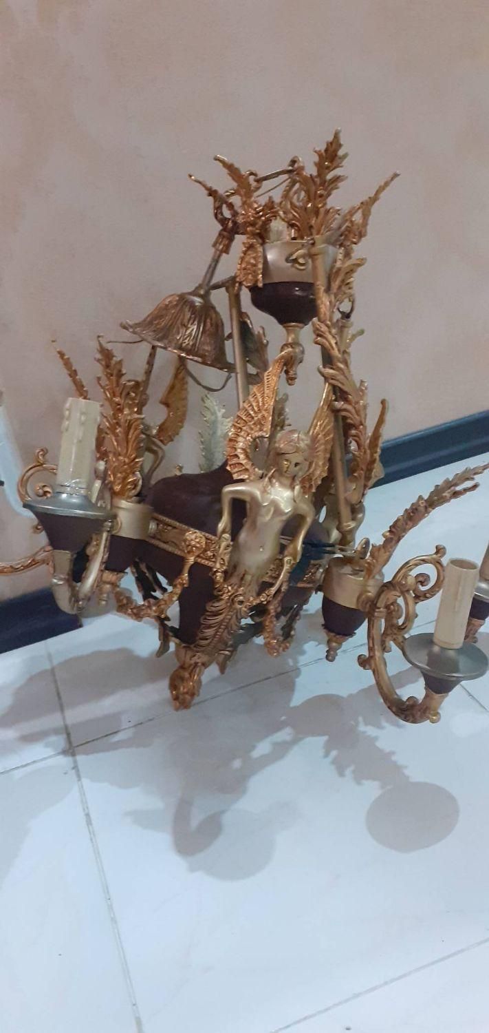 لوستر برنز و برنج آبکاری طلا|لوستر و چراغ آویز|تهران, هروی|دیوار