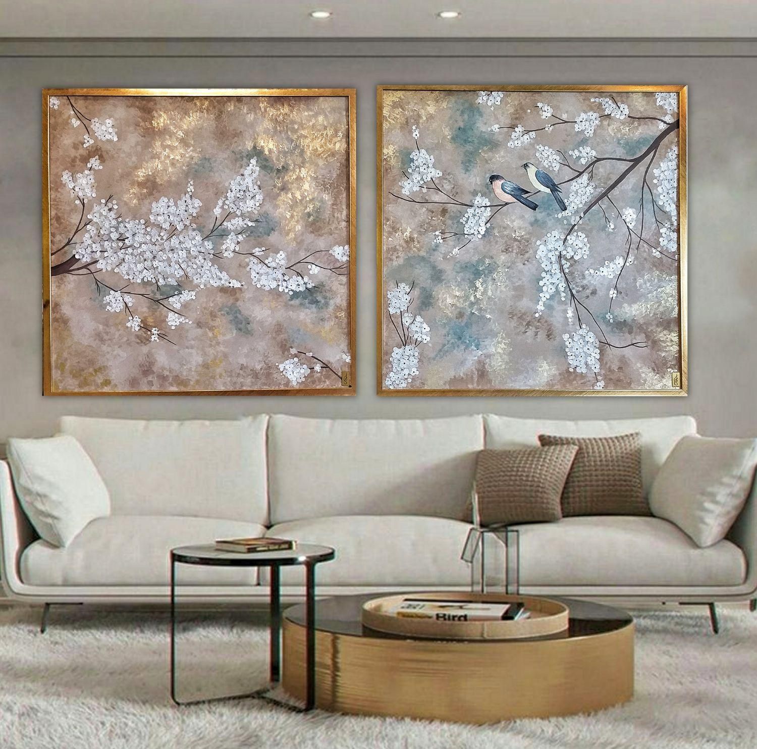 تابلو نقاشی برجسته *طرح شکوفه های سفید*|تابلو، نقاشی، عکس|تهران, عباس‌آباد|دیوار