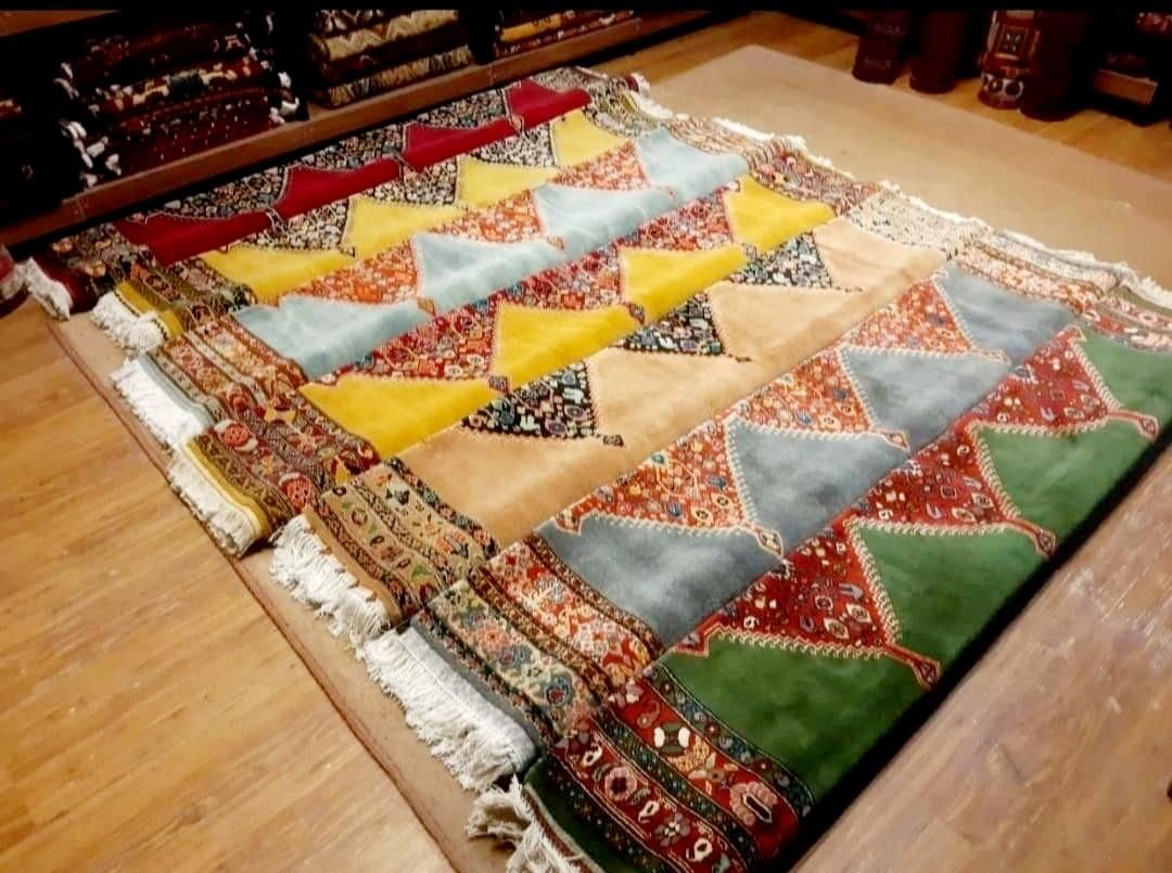 سه متری طرح کف ساده سبز گل ابریشم رنگ طبیعی|فرش|تهران, حر|دیوار