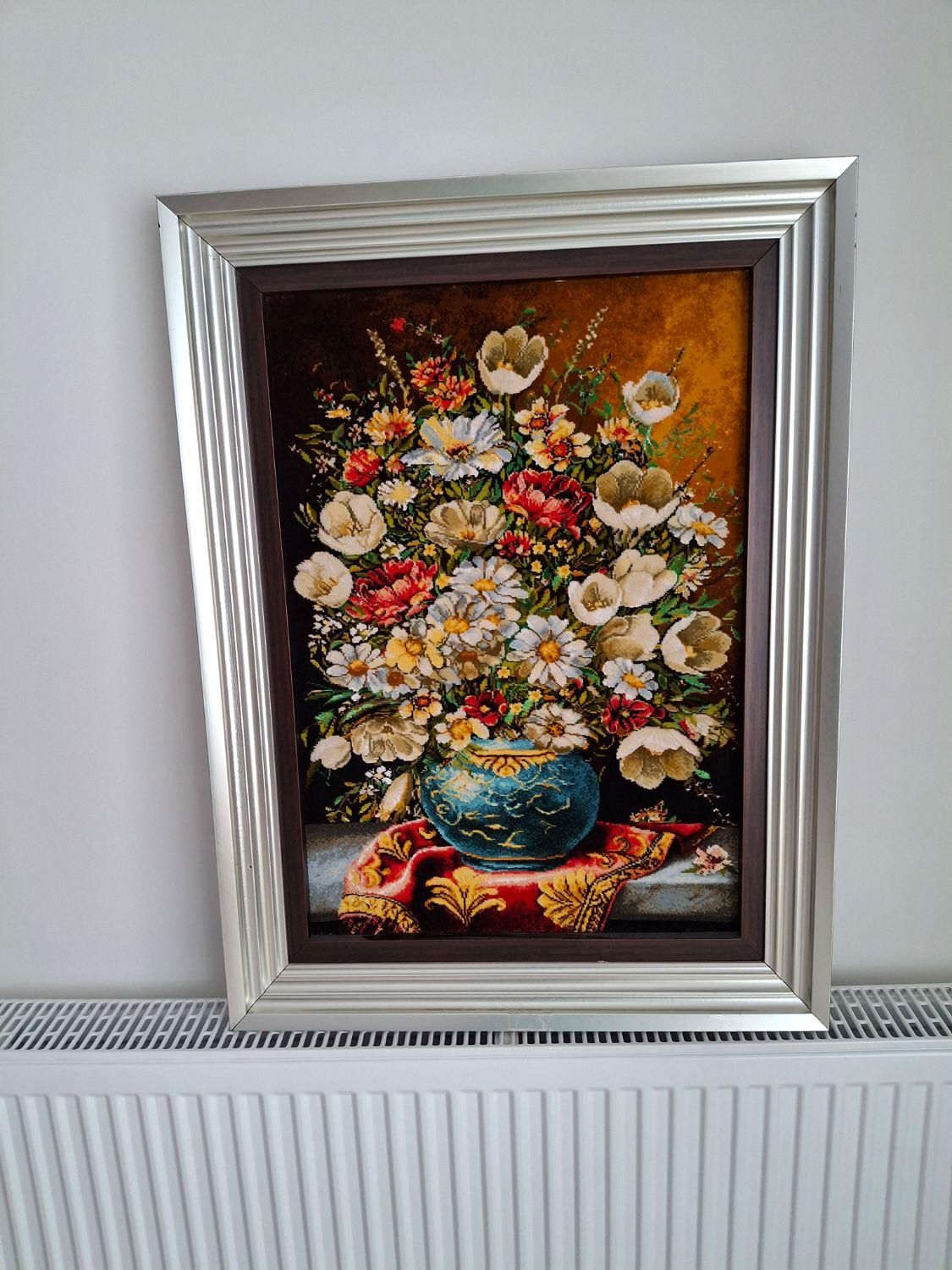 تابلو فرش طرح گل وگلدان|تابلو فرش|کرمانشاه, |دیوار