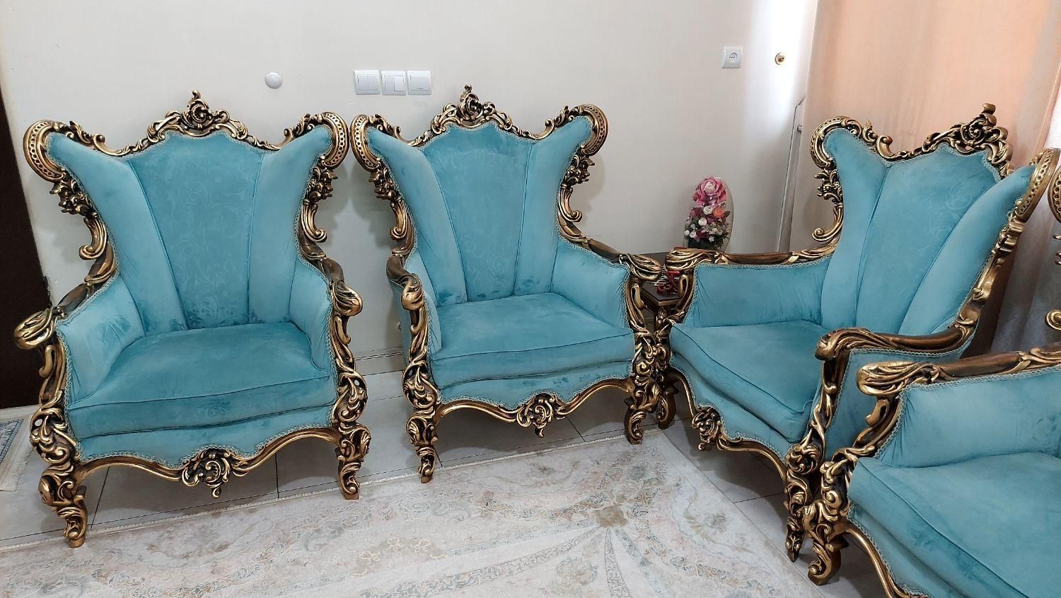 مبلمان استیل ۹نفره چوب راش پارچه مخملی ترک|مبلمان خانگی و میز عسلی|تهران, بهمن یار|دیوار